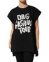 Dolce & Gabbana Black Cotton Sleeveless DG Fashion Top
